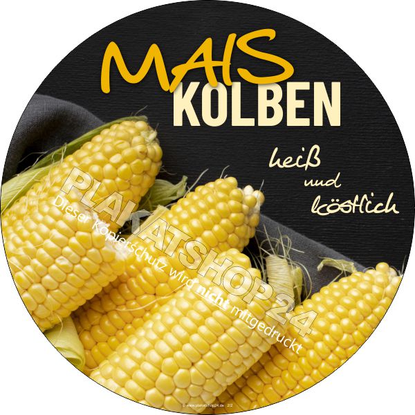 Aufkleber mit Werbung für heisse Maiskolben Aufkleber mit Werbung für heisse Maiskolben