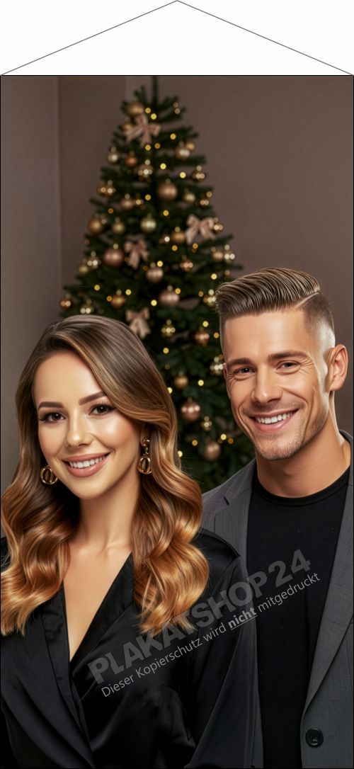 Friseur Stoffbanner Weihnachten Glamour Frisurentrends – Textilbanner Werbebanner für Schaufenster & Außenwerbung