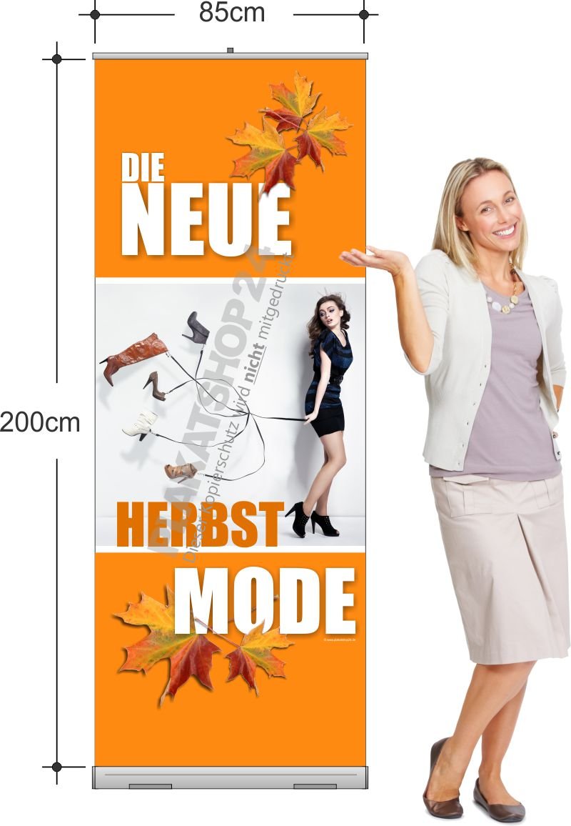 Rollup-Banner für Herbstmode Schuhe