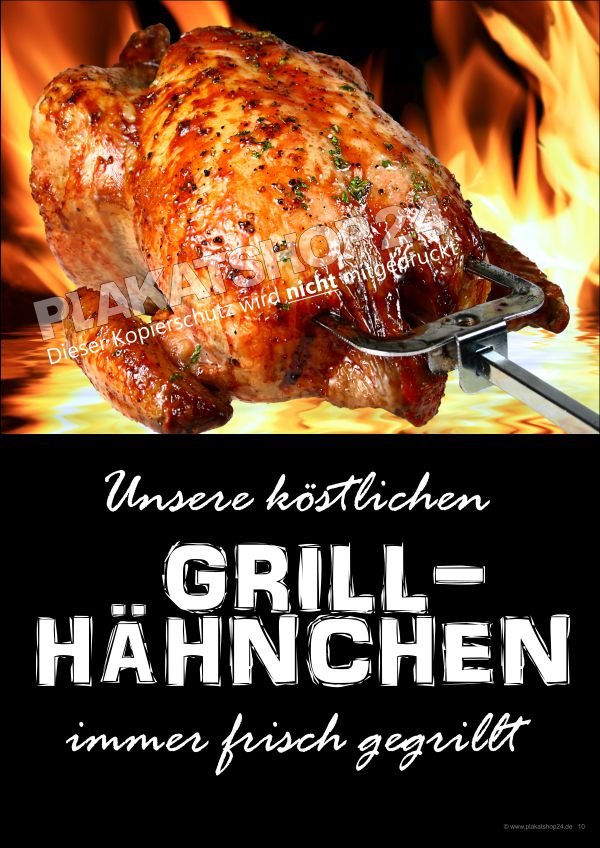 poster-grillhaehnchen Grillhähnchen-Plakat Imbissreklame