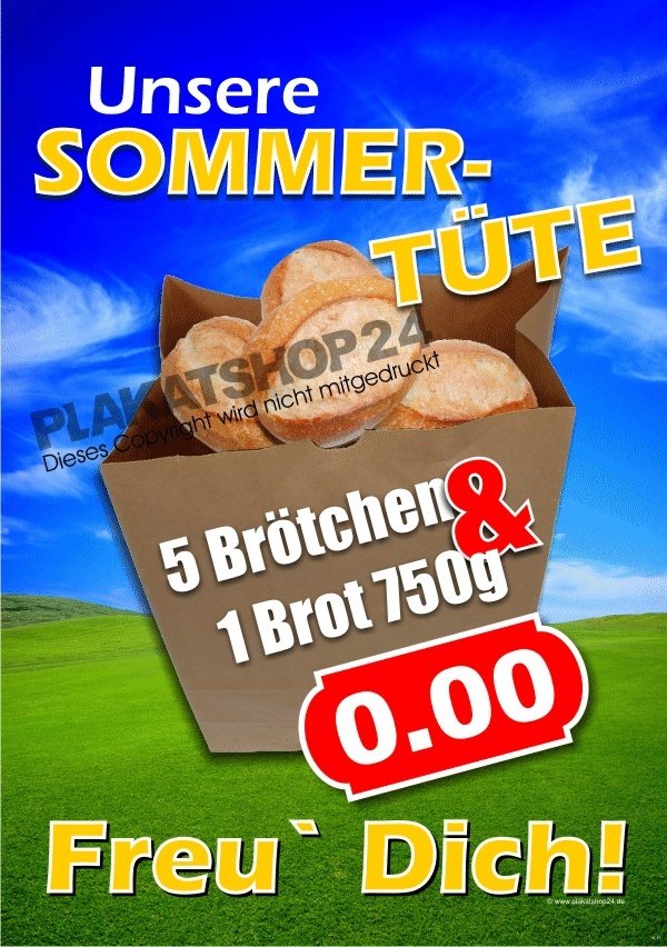 Bäckerplakat für Aktion Sommertüte