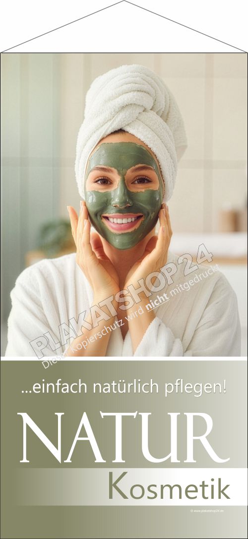 Naturkosmetik Stoff-Werbebanner lichtdurchlässig – Nachhaltiges Deko-Plakat mit Kordel & Rohr Naturkosmetik Stoff-Werbebanner lichtdurchlässig – Nachhaltiges Deko-Plakat mit Kordel & Rohr