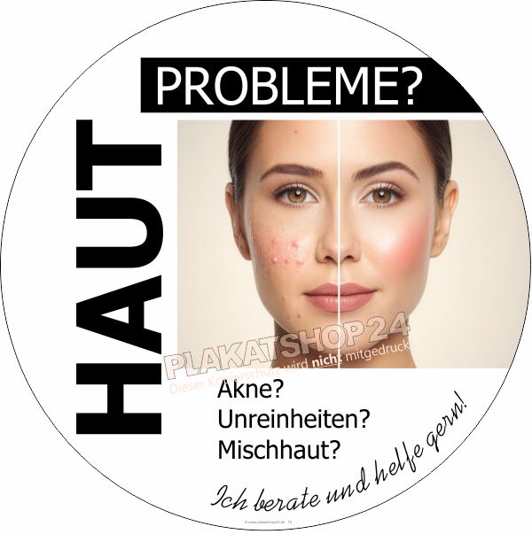 Runde Fensterfolie Akne & Hautprobleme | Kosmetik Aufkleber 30/42/61 cm
