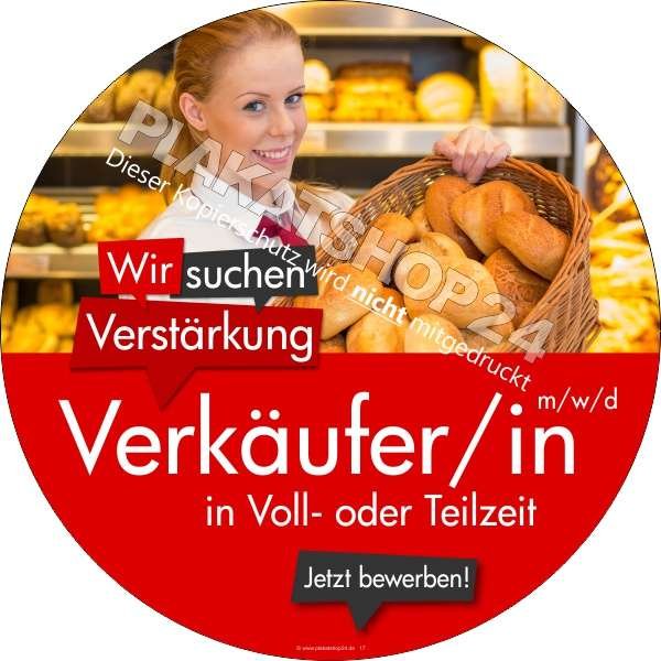 Bäckereiaufkleber Jobangebot Verkäufer/in 