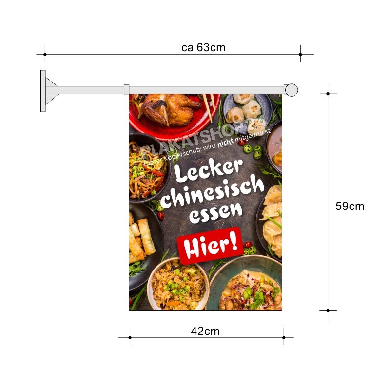 Stockfahne_Chinakueche Günstige Stockfahne chinesische Köstlichkeiten
