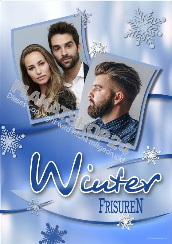 Winterplakat Friseur/Coiffeur Schaufensterdeko