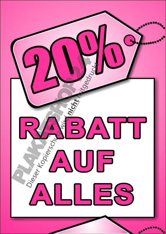 20% Rabatt - Hinweis-Plakat für eine Reduziertaktion