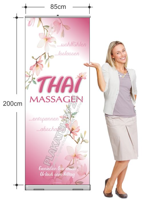 mobiler Werbeträger (Rollup) für Massage-Werbung