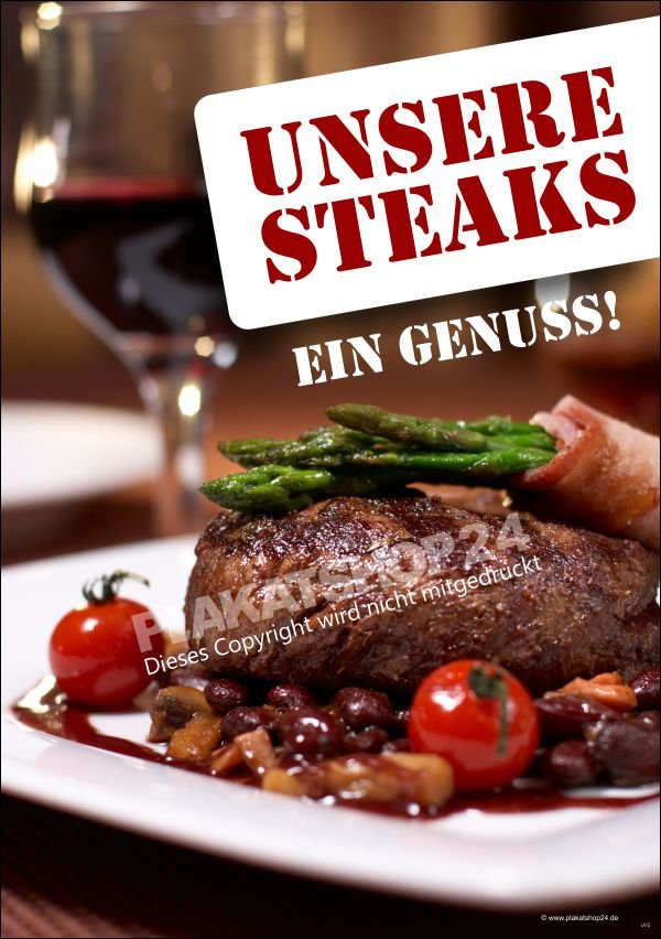 Gastro-Plakat für Werbung für frische Steaks