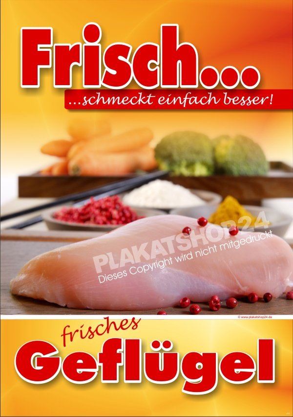 Fleischerei-Plakat für frisches Geflügel aus der Metzgerei