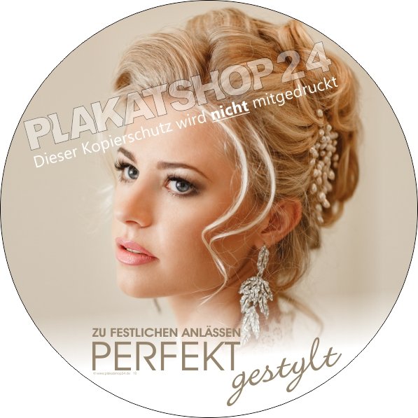 Runder Werbeaufkleber für festliche Frisuren