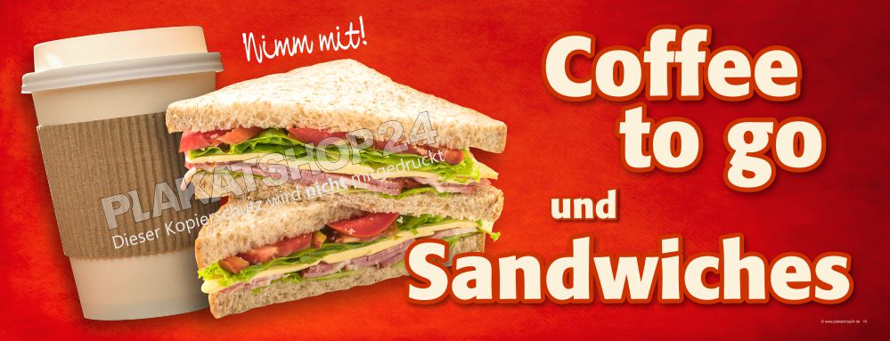 Werbeplane Sandwiches und Coffee to go