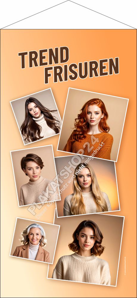 Stoffbanner Kollage Trend Frisuren Damenmotive