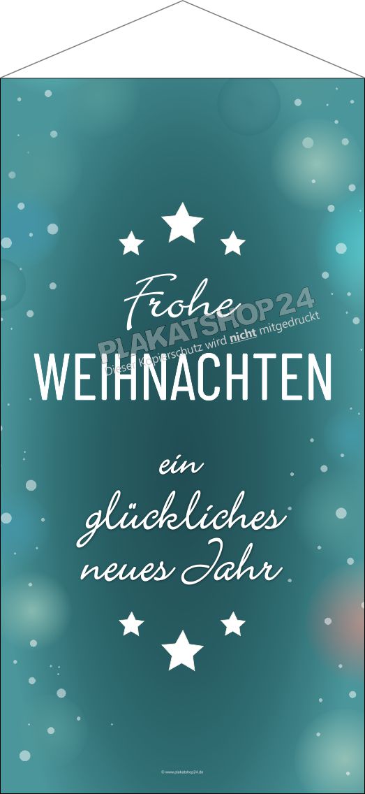 türkisfarbenes Textilbanner Frohe Weihnachten