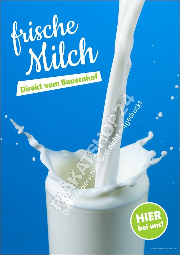 Werbeposter frische Milch direkt vom Bauernhof
