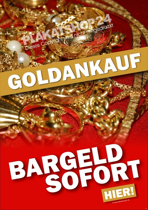 Plakat Goldankauf mit Bild Altgold und Schmuck