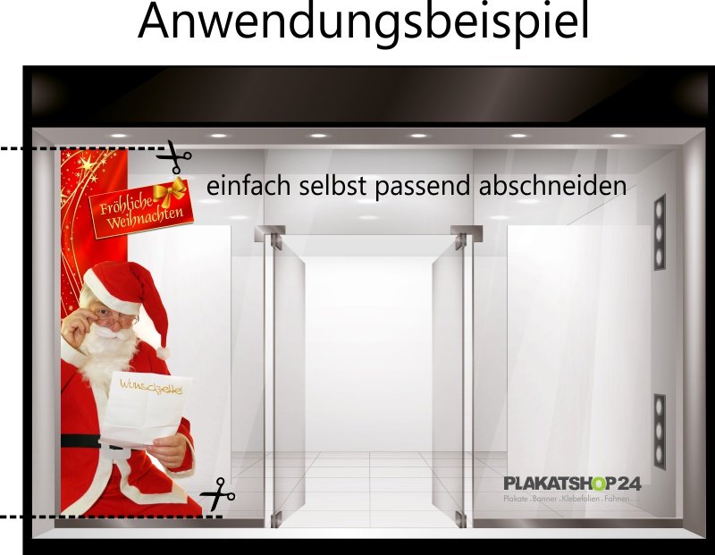 Dekorfolie mit Weihnachtsmann für Weihnachtsschaufenster