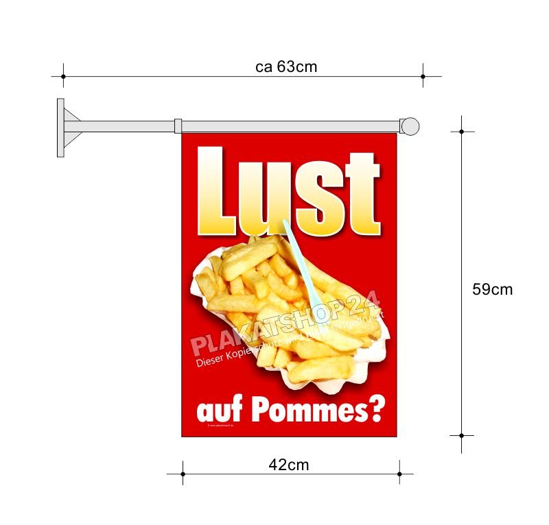 Pommes-Fahne A2 für Imbiss-Werbung