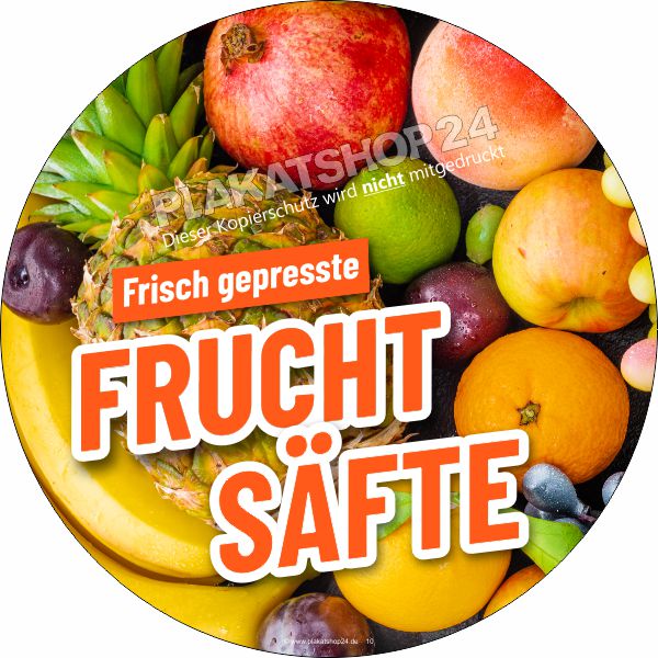 Werbefolie für frische Fruchtsäfte
