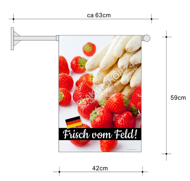 Stockfahne Erdbeeren / Spargelverkauf