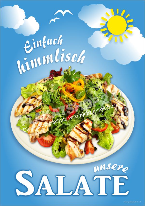 Gaststätten-Werbeplakat für frische Salate
