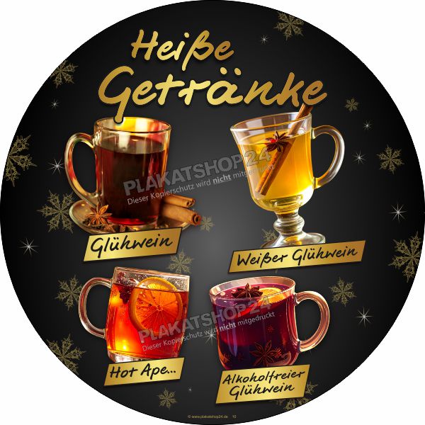Werbeaufkleber Glühweinstand, Gastronomie - heiße Getränke