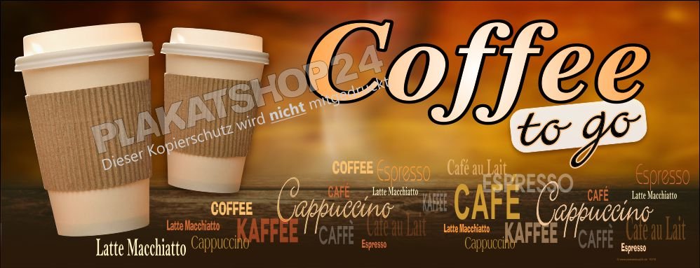 Coffee to go-Banner für Café, Bäckerei, Kiosk, Tankstelle