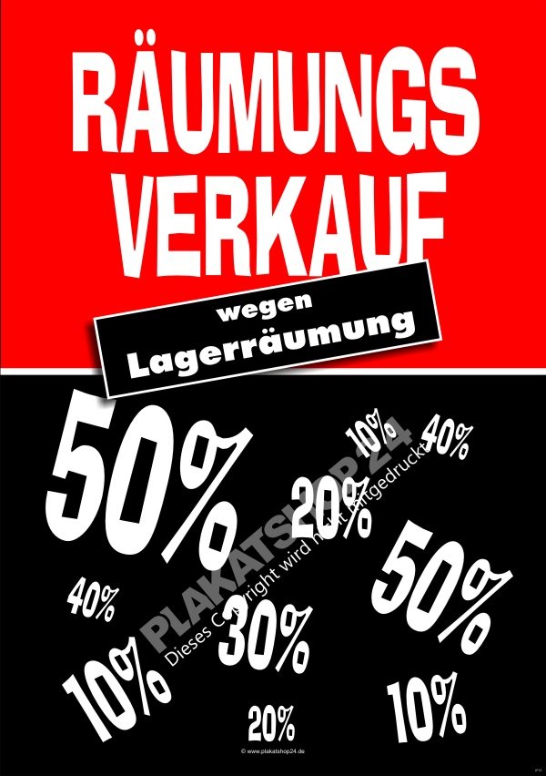 Ausverkauf Plakat Räumungsverkauf Lagerräumung