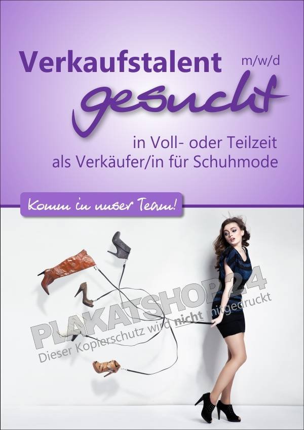 plakat-verkaufstalent-schuhe-gesucht Werbeplakat Verkaufstalent Schuhfachverkäufer/in gesucht