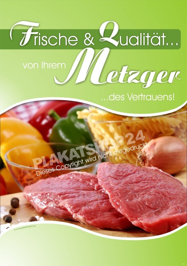 Metzger-Werbeplakat für Kundenstopper und Schaufenster Metzgerei