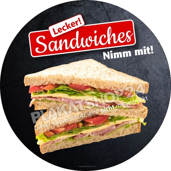 Sandwichaufkleber für Bäckerei, Bistro, Tankstelle