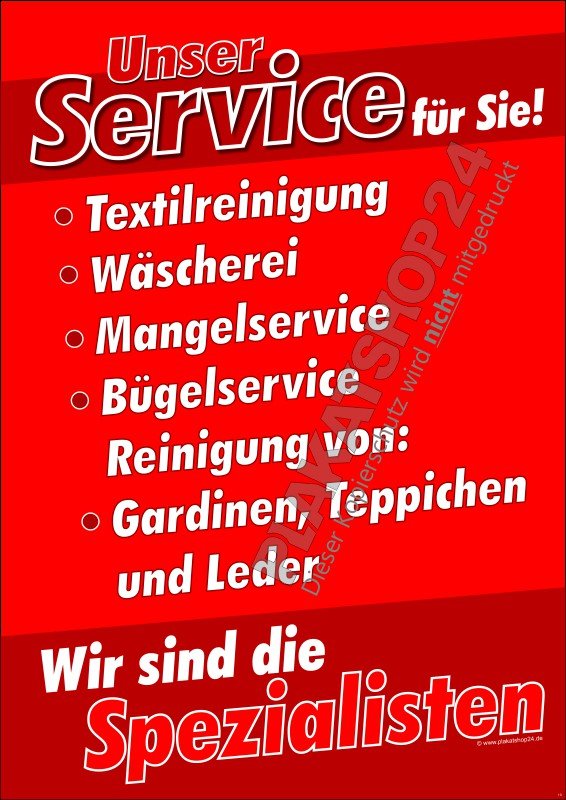 Service-Poster für Dienstleistungs-Spektrum Reinigung