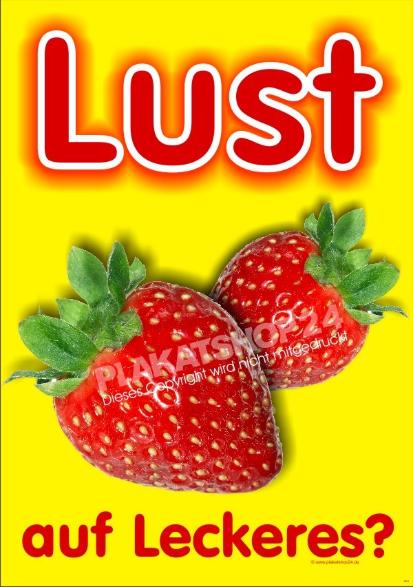 Erdbeer-Werbeplakat für Reklame frische Erdbeeren