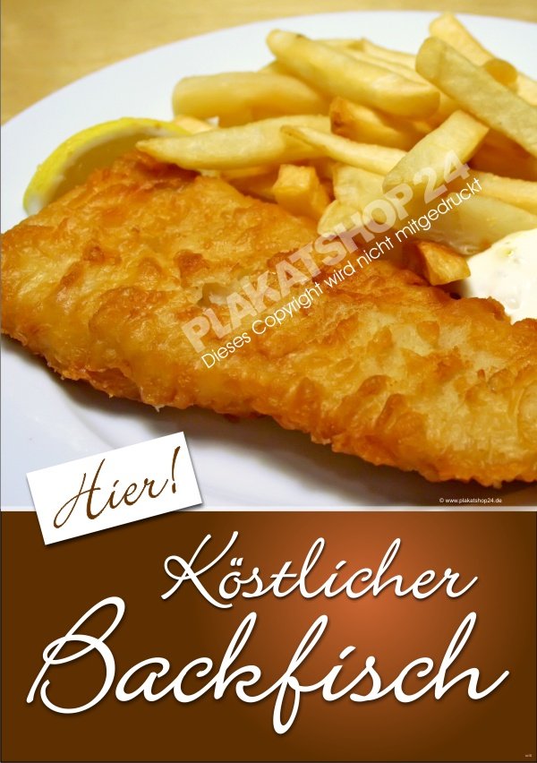 5dd1a5e26b3a0140633e1653531385f0 Backfischplakat mit Bild Backfisch mit Pommes