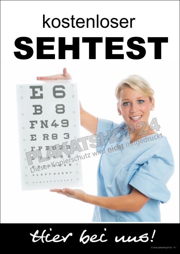 Optikerplakat Service Sehtest kostenlos
