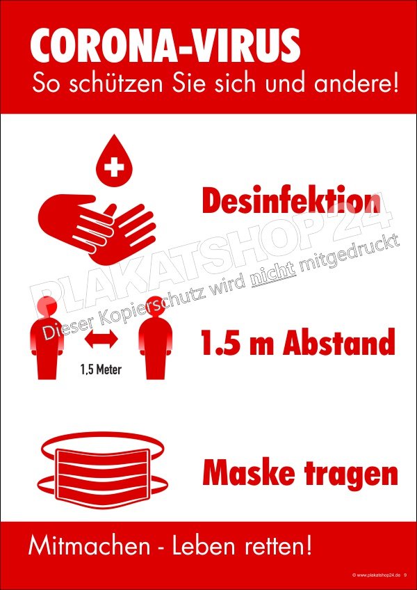 Hinweisplakat Corona-Hygienevorschriften