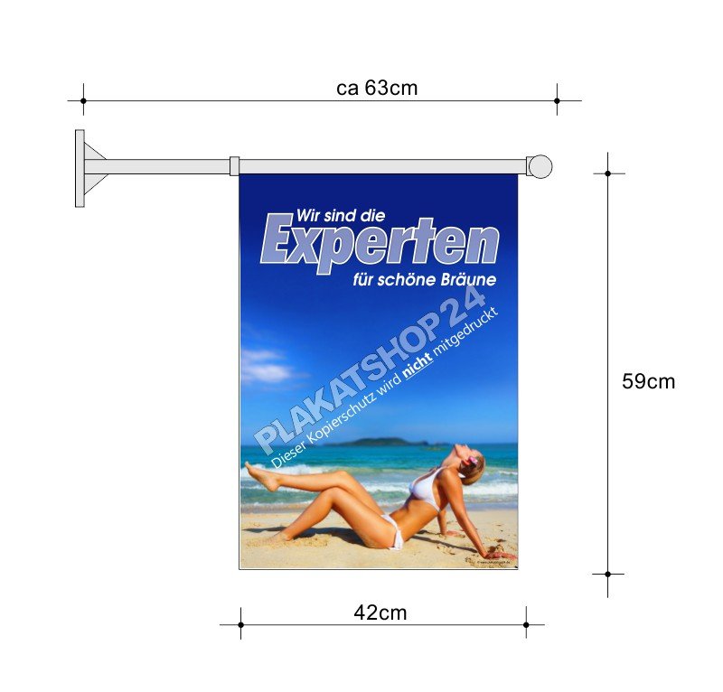 A2_Fahne_Solarium Stockfahne A2 für Aussenreklame am Sonnenstudio