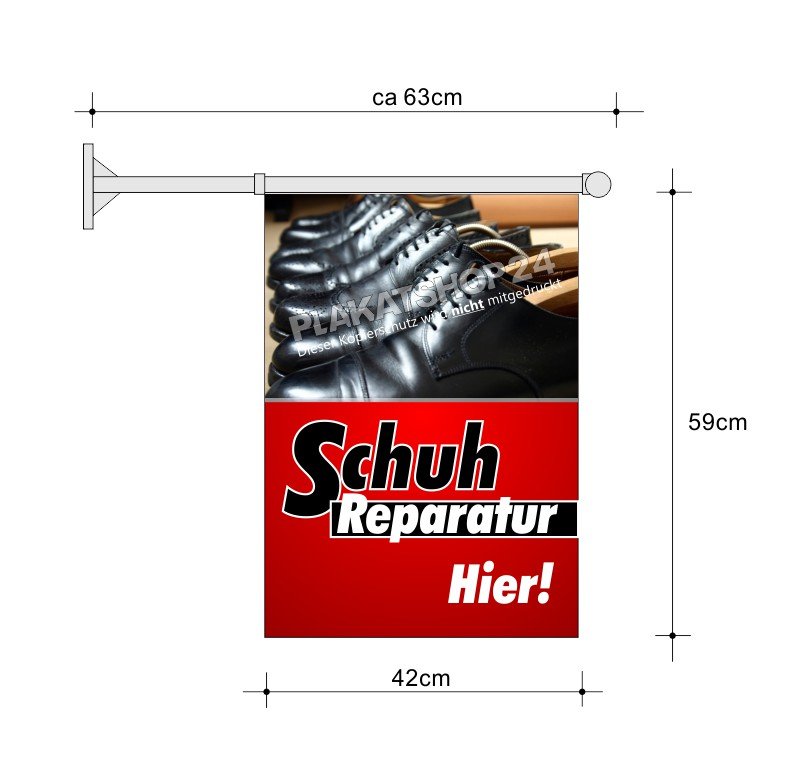 Stockfahne_Schuhe_reparieren Fahne A2 für Schuhreparatur-Werbung