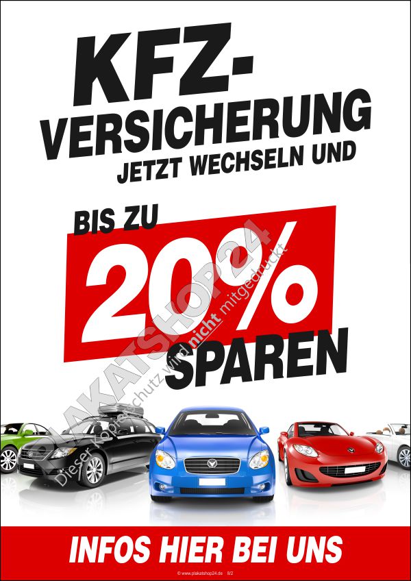 Plakat "Sparen bei der Kfz-Versicherung"