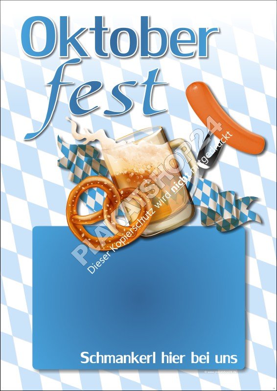 Poster blau/weiß mit Schmankerln zum Oktoberfest