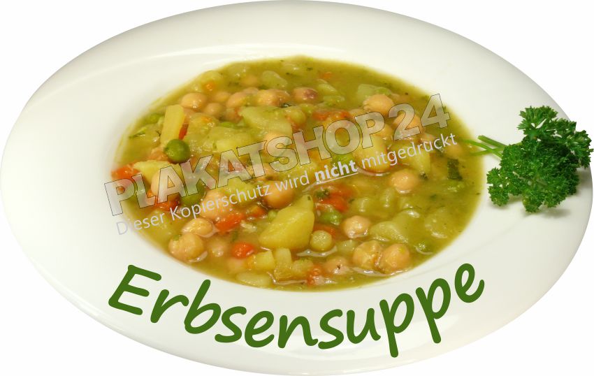 Erbsensuppe Schaufensteraufkleber rund – Freigestellte Klebefolie für Gastronomie & Imbiss
