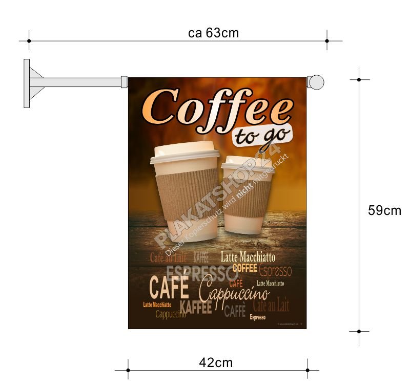 Coffee to go-Fahne A2 für Kiosk, Tankstelle, Backshop