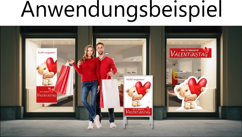 Beispiel_Schaufenster_Valentinstag Schaufensteraufkleber 14. Februar Valentinstag