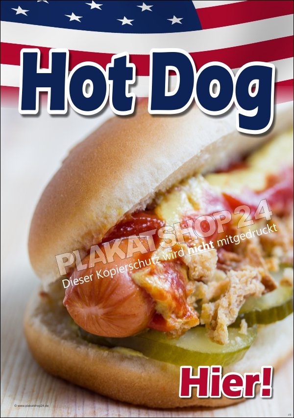 Hot Dog Schild (Plakat) für Hot Dog Reklame