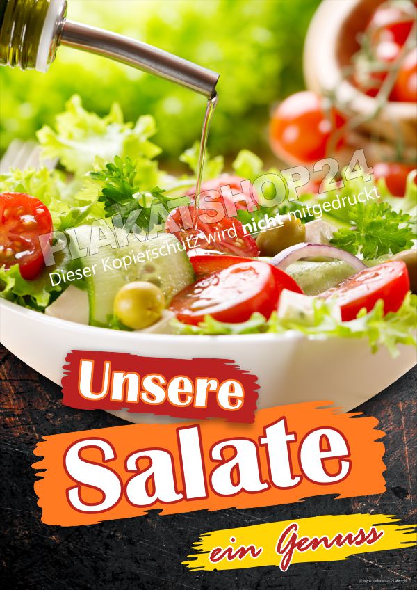 gastronomieplakat-frischer-salat Restaurantschild (Plakat) mit Werbung für frische Salate