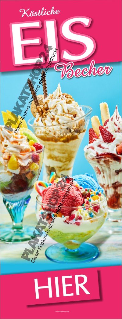 Werbebanner für den köstlichen Eisbecher