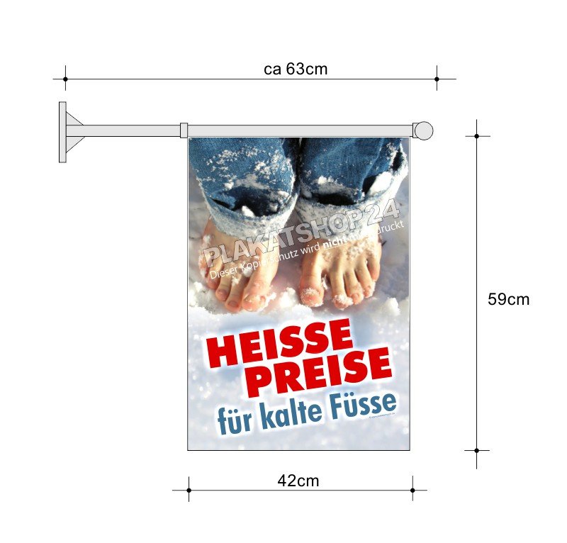 Stockfahne A2 für Winter-Aktion im Schuhgeschäft
