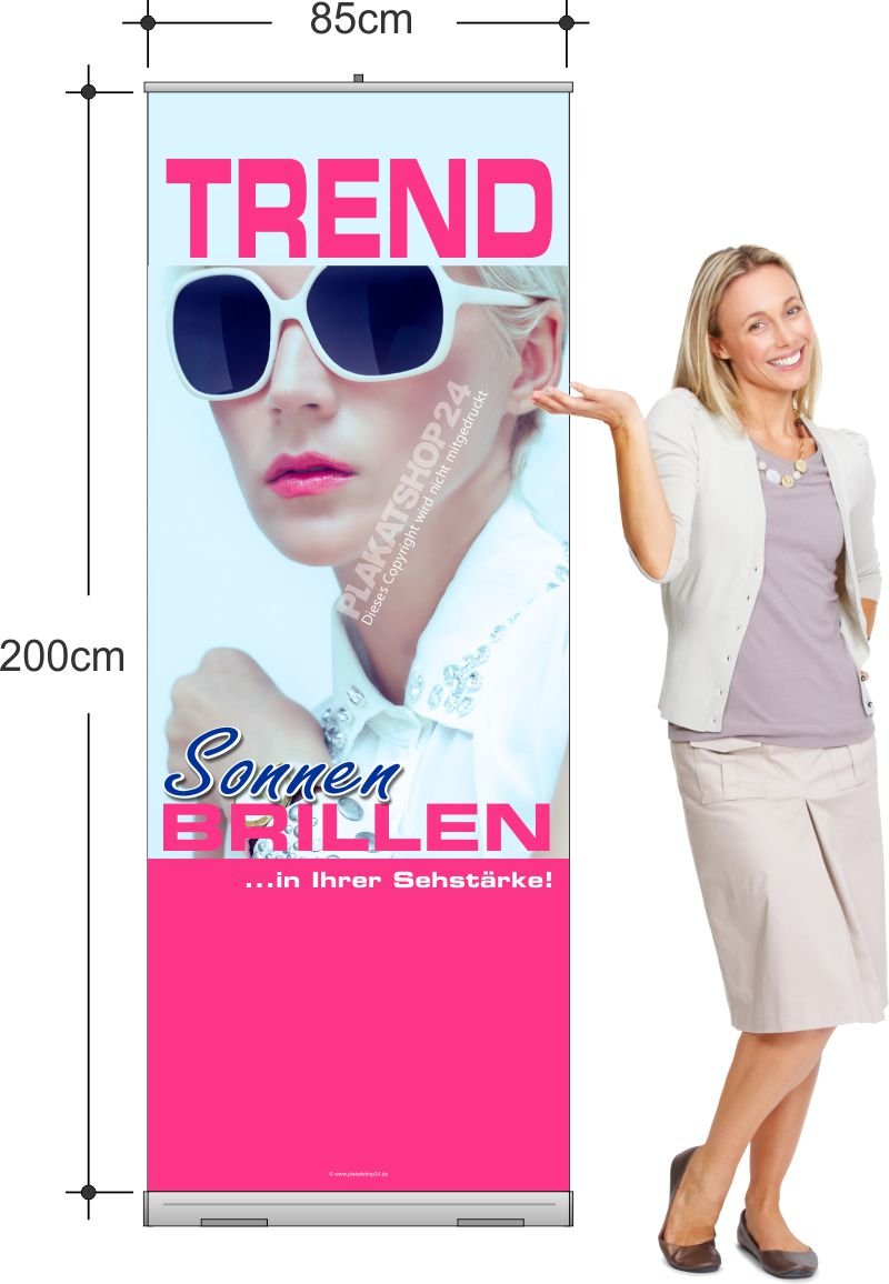 Rollup-Banner für Sonnenbrillen mit individueller Sehstärke