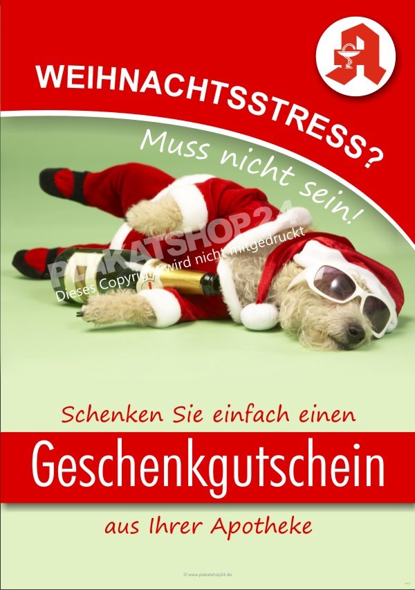 Apotheken-Poster für die Weihnachtswerbung für Geschenkgutscheine aus der Apotheke