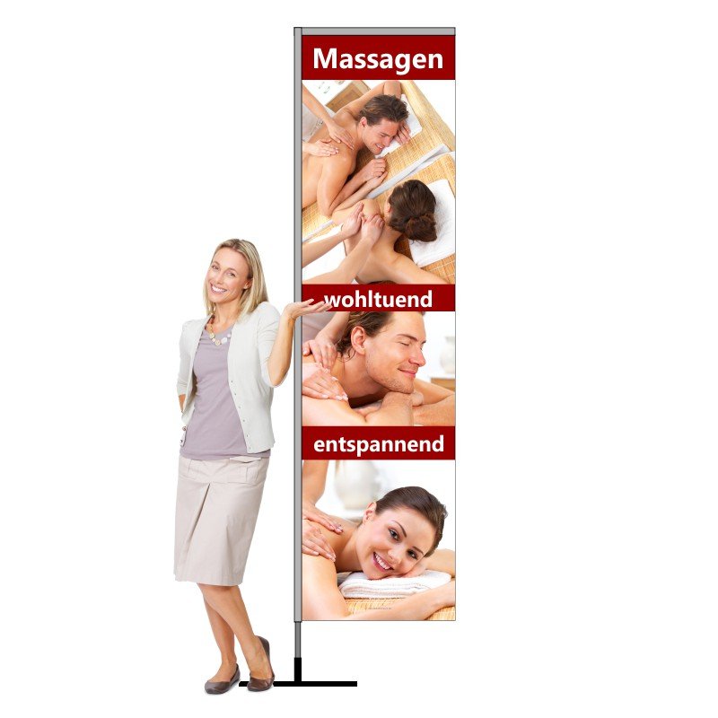 Beachflag für Außenreklame Massagepraxis